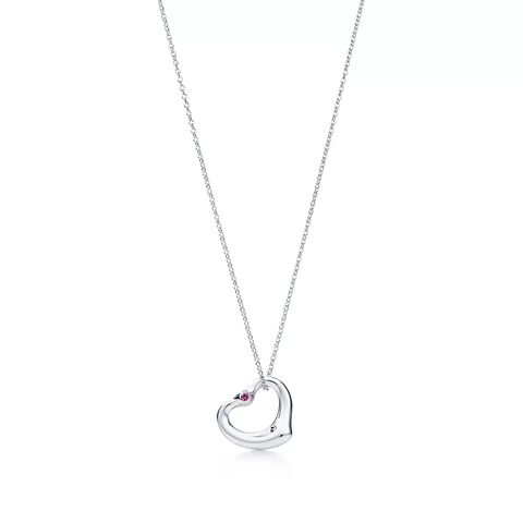 Подвеска из серебра 925 с розовым сапфиром💗, Open heart Pink sapphire 16мм, Tiffany ✨Exclusive ✨В наличии