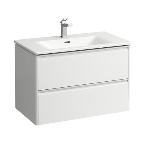 Laufen Palace 8.6070.5.261.104.1 Комплект мебели 800х450х545 мм., с раковиной Slim, 2 ящика, органайзер для ящика, ручка анодированный алюминий, цвет белый глянцевый