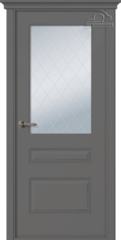 Дверь Роялти / Цвет Эмаль графит / Мателюкс белый витраж / Двери Belwooddoors