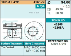 Поршень двигателя TEIKIN 46268 0.50 (6шт/упак)