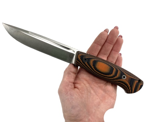 Нож цельнометаллический Тигр, сталь D2, Микарта красная