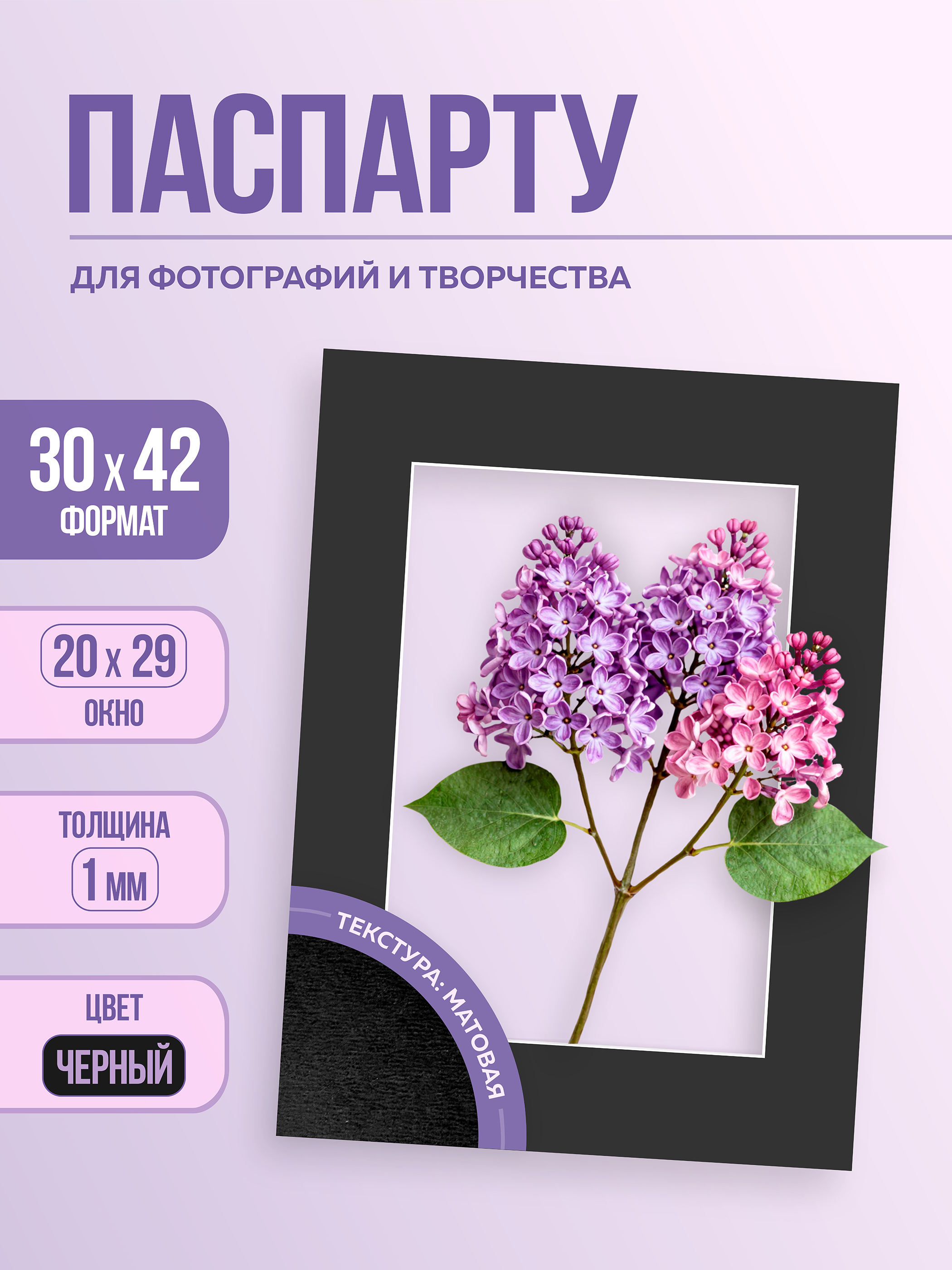 Паспарту 30х42 см чёрный арт.1097983042
