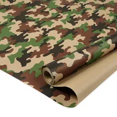 Упаковочная бумага, Крафт 60гр (0,68*1 м) Камуфляж, Зеленый (отрез)