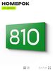 Номер на дверь 810, табличка на дверь для офиса, квартиры, кабинета, аудитории, склада, зеленая 120х70 мм, Айдентика Технолоджи