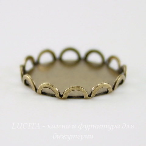 Сеттинг - основа для камеи или кабошона 15 мм (оксид латуни)