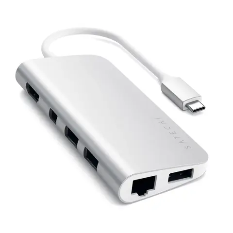 USB адаптер Satechi Aluminum 9-в-1 USB-C Multimedia Adapter, серебряный