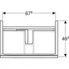 Geberit Acanto 500.611.JL.2 Тумба под раковину, 74x53.5x47.5см, песчаный глянец / матовый песочно-серый, песчаный глянец / глянцевое стекло
