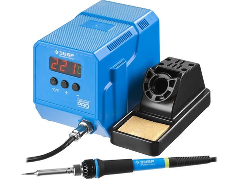 ЗУБР ПСН-60, 60 Вт, 50 - 480°C, керамический нагреватель, низкотемпературная паяльная станция цифровая, Профессионал (55336)