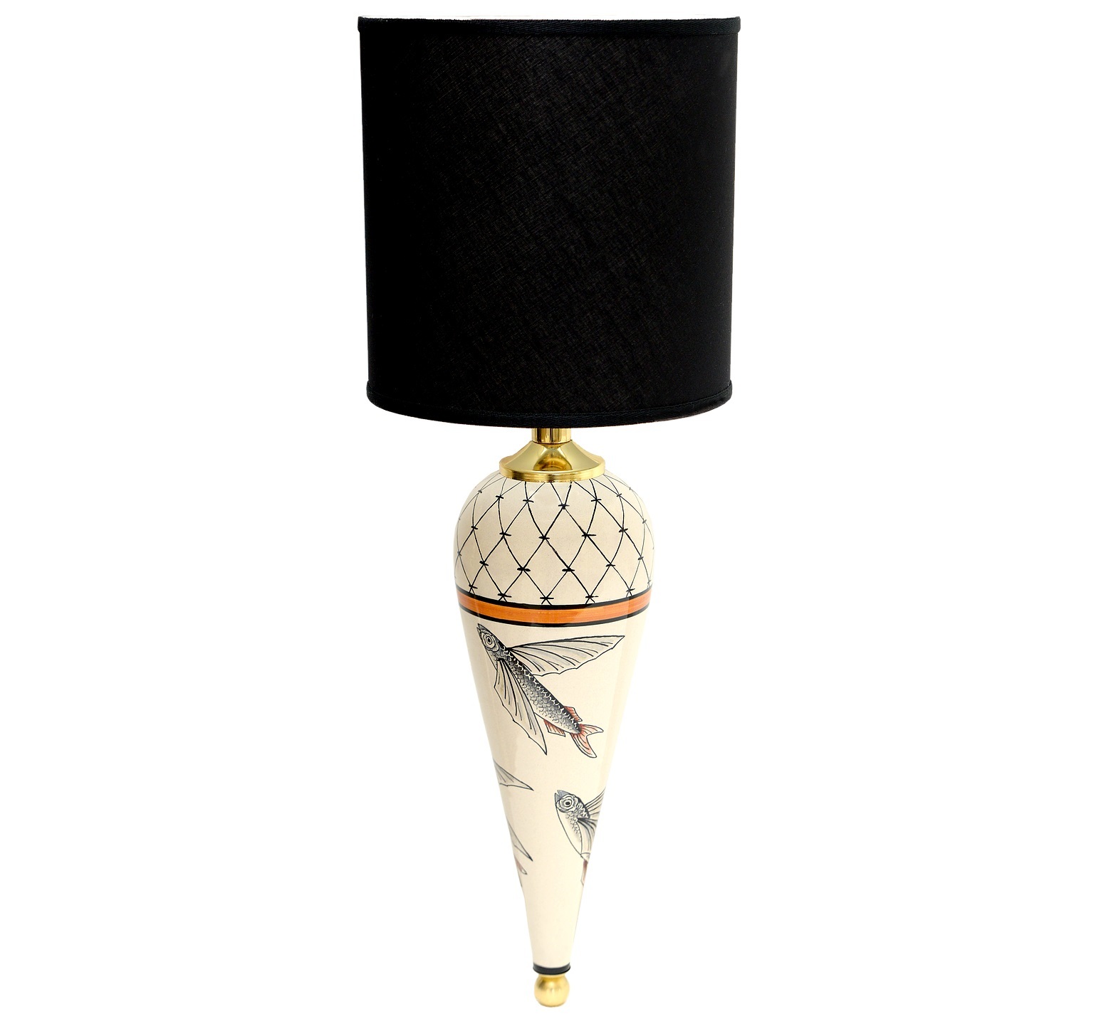 Ceramic wall lamp with black shade Flying Fish collection