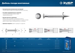 ЗУБР ДГМ, 60 x 4.5 мм, цинк, 1 кг, монтажный дюбель-гвоздь , Профессионал (3063-45-60-1)