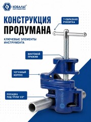 Струбцина трубная КОБАЛЬТ 1/2