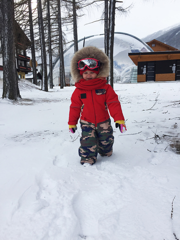 комбинезон детский зимний SASHA JUNIOR красный с милитари