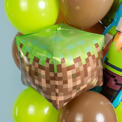 Шар К Куб 3D, 22''/56 см, Пиксели, Зеленый/Коричневый, 1 шт. (в упаковке)