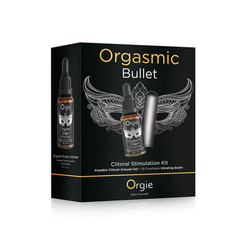 Набор Orgie Orgasmic Bullet с парными возбуждающими каплями Orgasm Drops Intense и вибропулей