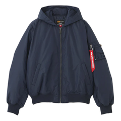 Бомбер Alpha Industries MA-1 Hooded Logo Oxford Replica Blue (Синий)