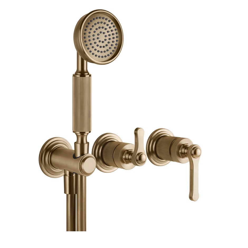 Смеситель для душа Gessi Venti20 с ручным душем Warm Bronze Brushed