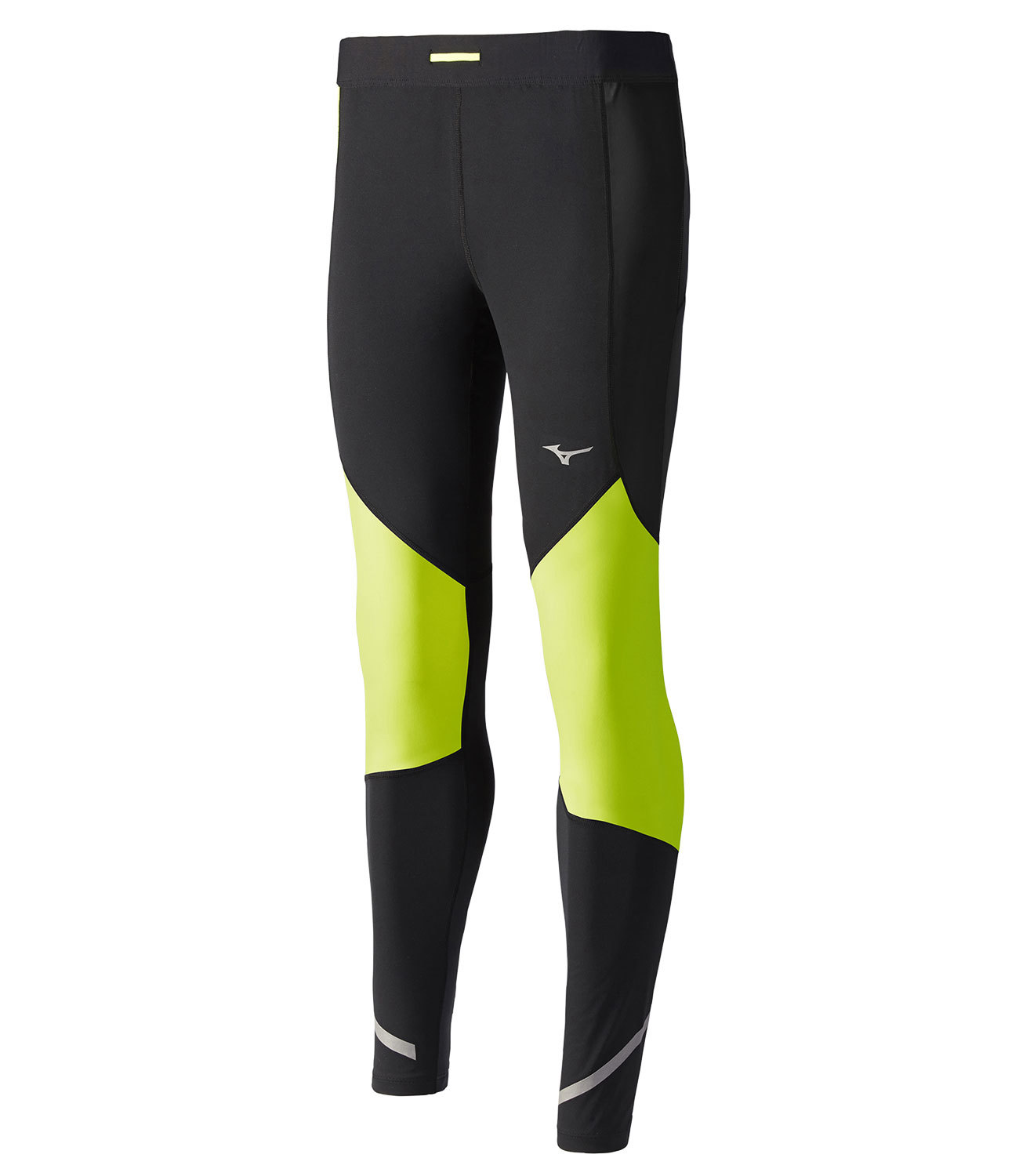Тайтcы для бега мужские Mizuno Static Bt Windproof черные-зеленые