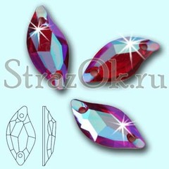 Стразы пришивные акриловые Leaf Light Siam AB, Листок Сиам АБ светло-красный с радужным покрытием на StrazOK.ru