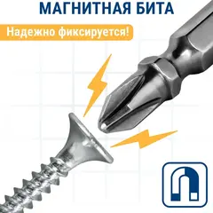 Бита отверточная ПРАКТИКА Профи двусторонняя PH-2 / PH-2 х 65мм (2шт), (035-769)