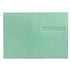 
          Обложка для паспорта, натур. кожа Флотер, мята, тиснение конгрев, "PASSPORT"