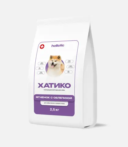 ХАТИКО Корм для собак мелких и средних пород HOLISTIC ягненок с облепихой 2,5 кг