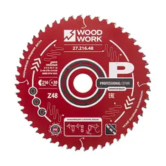 Диск пильный Профессионал 216x1,8/1,2x30 Z=48 A=-5 Woodwork 27.216.48