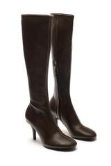 Massimo Dutti Гибкие кожаные сапоги на каблуке - Limited Edition, коричневый