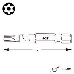 Бита T15H х200мм TORX TR (с отверстием) S2 1шт SGS 63200-TT15