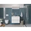 BelBagno UNO-800-2C-SO-BO База под раковину подвесная с фрезерованными ручками по всей длине фасада с двумя выкатн. ящ., Bianco Opaco, 800x455x608