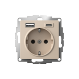 Розетка 16А с 2 USB A+C, 5В/2,4А/3,0А, 2х5В/1,5А - AtlasDesign - песочный — фото 2