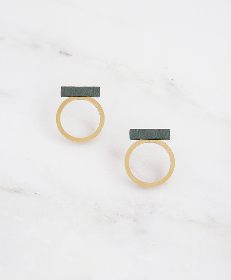 Серьги Loop Studs Green