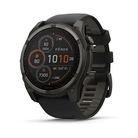 Garmin Fenix 8 51 mm Solar - Sapphire Carbon Gray DLC Titanium with Black/Pebble Gray