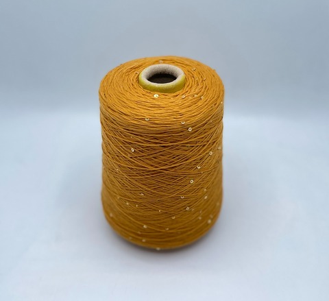 Бобинная пряжа (пр.Италия).art-Paillettes 500/100гр, 100%Меринос+пайетка, цвет-Охра, арт.27608