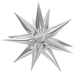 Шар К 50''/127 см, Звезда, составная 12 лучиков, Серебро, 1 шт. (под гелий)