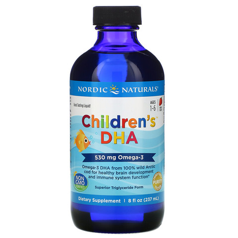 Nordic Naturals, Children's, ДГК для детей, со вкусом клубники, для детей 1–6 лет, 530 мг, 237 мл (8 жидк. унций)