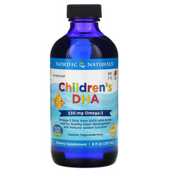Nordic Naturals, Children's, ДГК для детей, со вкусом клубники, для детей 1–6 лет, 530 мг, 237 мл (8 жидк. унций)