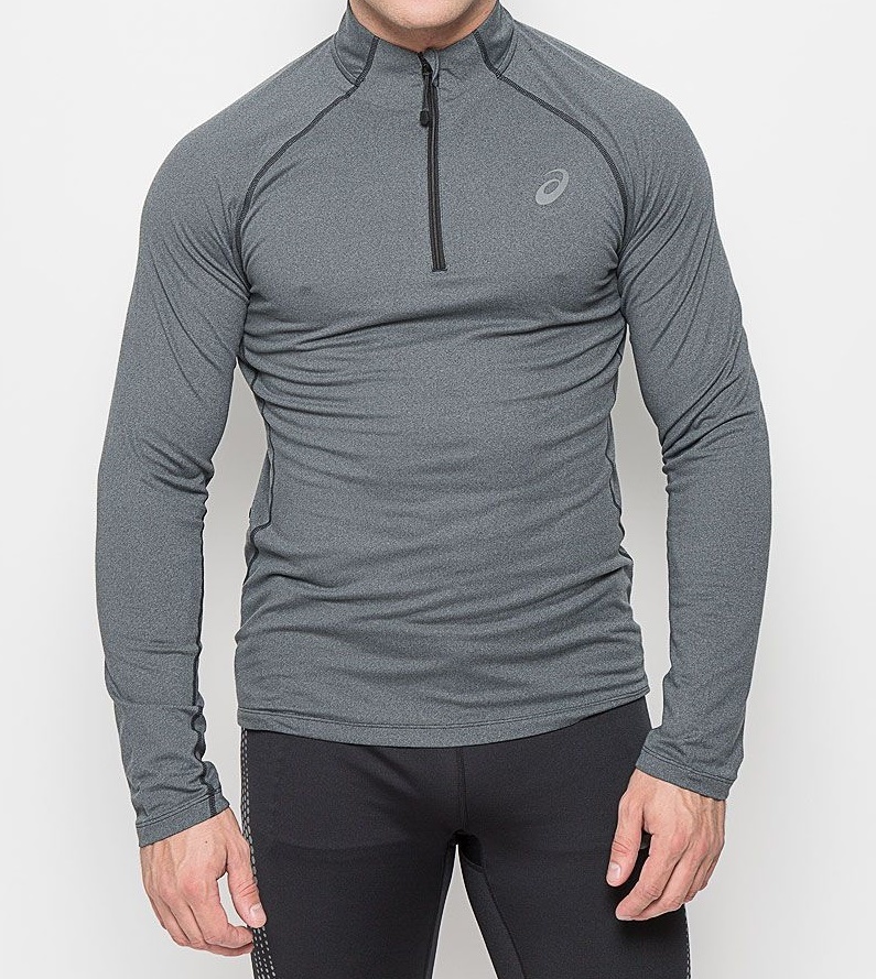 ASICS LS 1/2 ZIP JERSEY  мужская беговая рубашка серая