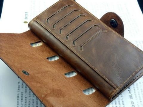 Mens Brown Leather Long Wallet №2