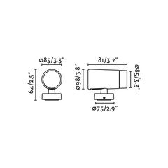 Проектор PUK черный Ш85 LED 25W 2700K 30°