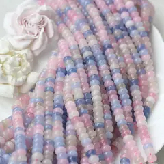 Тонированный кварц, розово-голубой микс, рондель, 8,5*5 мм, нить, К134