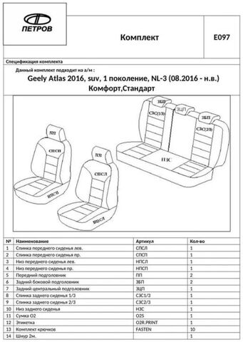 Чехлы на сиденья Джили Атлас (2016-2022) - фото 7