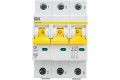 Автоматический выключатель IEK ВА47-60M 3Р 6А 6кА С MVA31-3-006-C