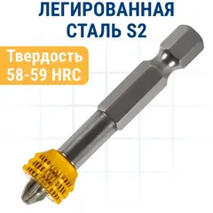 Бита отверточная ПРАКТИКА Профи PH-2 х  50мм  с магнитным кольцом (2 шт) (915-618)
