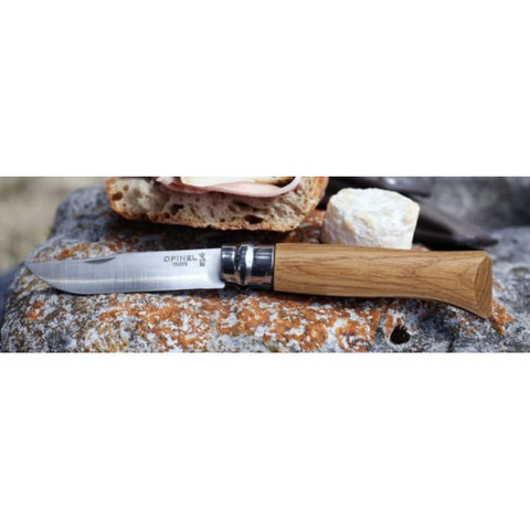Карманный складной нож Opinel №8, нерж. сталь, дубовая рукоять