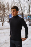 Премиальная тёплая Терморубашка Mico Odor Zero XT2 Skintech Black с воротом для холодной погоды мужская