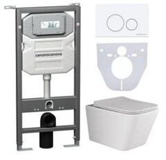 Ceramica Nova CN3007_1001W_1000 Комплект: Подвесной унитаз + Шумоизоляционная панель для инсталляции + Система инсталляции для унитазов с кнопкой смыва фото