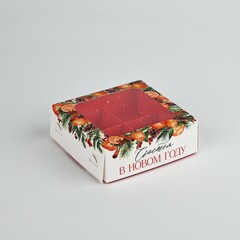 Коробка под 4 конфеты «Зимняя ботаника», 10.5×10.5×3.5 см