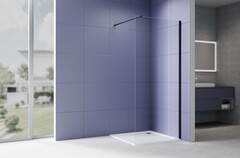 Aquatek AQ.WI.100.1BL AQ.WI.100.1BL Душевая перегородка Walk in с держателем 1000x2000 профиль черный, стекло прозрачное 8мм фото