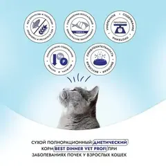 Best Dinner Vet Profi Renal сухой корм для кошек при острой или хронической болезни почек 400 гр