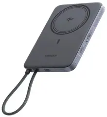 Внешний аккумулятор UGREEN PB570 (75982B) MagFlow Air тонкий 30W Magnetic 10000mAh и кабель, серый